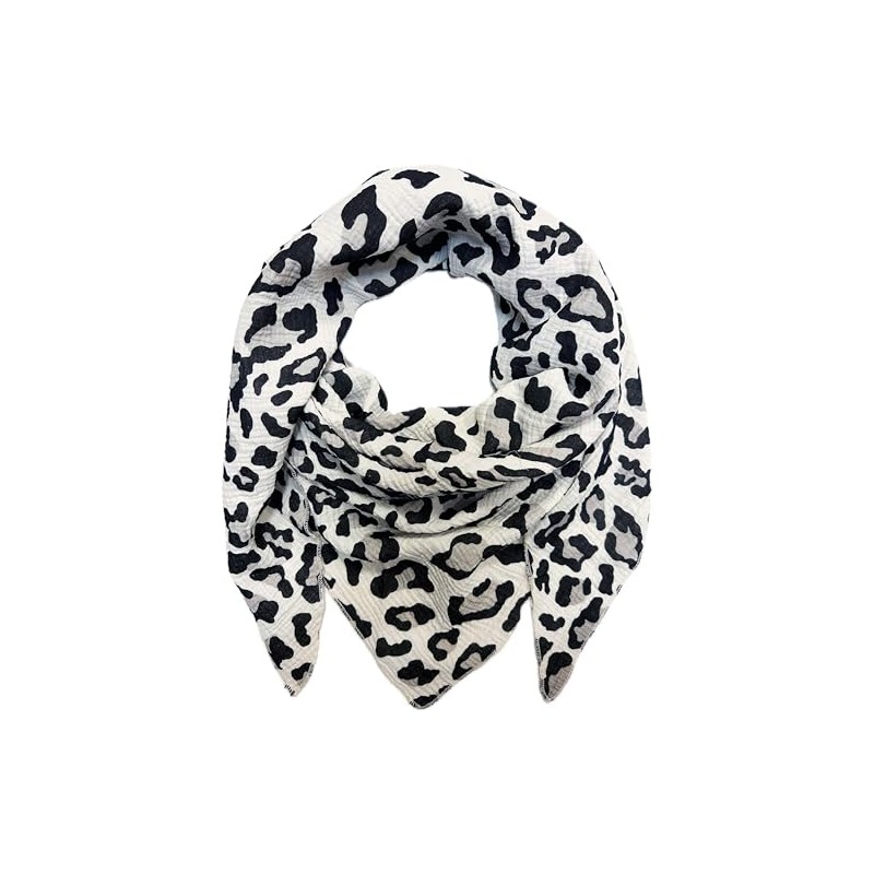 Jeamis XL Triangular Knitted Scarf Leopard Spring Scarf 100% Cotton