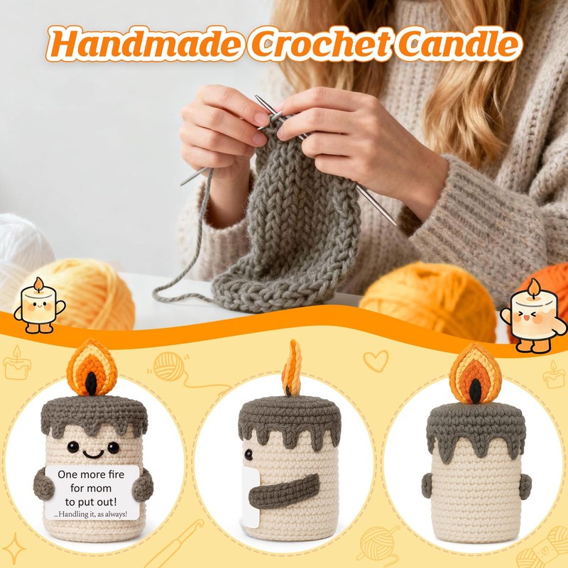 YUEYUQIU Funny Mom Birthday Gifts from Daughter Son, Crochet Candle
