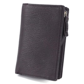 Corvo CO-1LJ-1303 Men's Bi-Fold Wallet, L-Shaped Zipper, Genuine Leather, dark brown