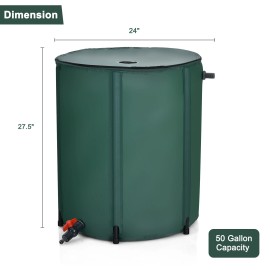 53 Gallon Rain Barrel Water Collector Collapsible Tank W/ Spigot Filter