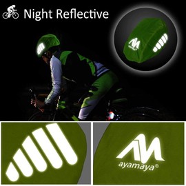 ayamaya Bike Helmet Cover with Reflective Strip, High Visibility Waterproof Cycling Helmet Rain Cover, Universal Size Windproof Dustproof Breathable Road Bicycle Helmet Water Snow Cover Ride Gear