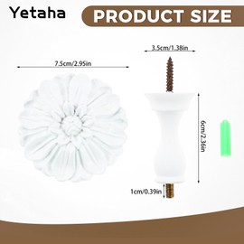 Yetaha Curtain Holdbacks, Wall Mounted Draperies Hooks, 1Pair Engraved Floral Plate Vintage Retro Decorative Metal Hangers, Tiebacks Holder for Home Living Room Bathroom, White