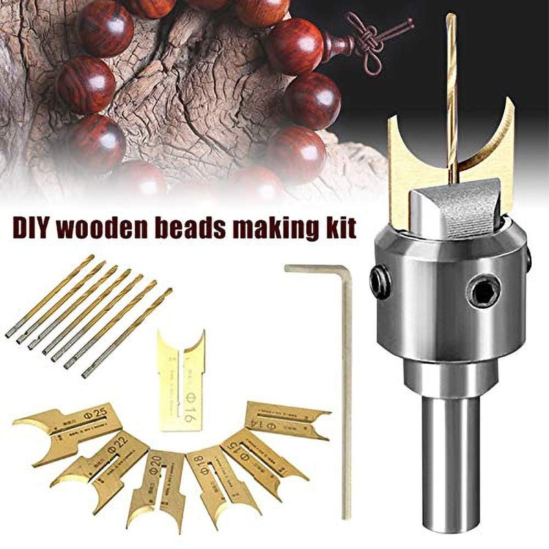 Wooden Beads Drills Bit Kit, 14/15/16/18/20/22/25mm Wood Bead Maker Drill