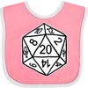 inktastic 20 Sided White Dice Baby Bib Pink and White