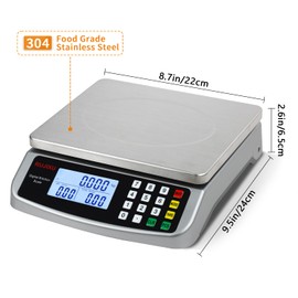Food Scale 88lb/40kg Large Digital Kitchen Scale 0.05oz/1g with Price Computing Commercial Scale 304 Stainless Steel gram Scale for Baking Cooking Meat Restaurant ，USB or AA Battery(Included)