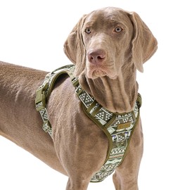 Dog Harness for Giant Dogs, Heavy Duty No Pull Pet Harness Vest Easy Control with Handle, Adjustable Reflective Extra Big Sized Dog Vest for Training, Walking, Hiking, Green Ethnic, XL