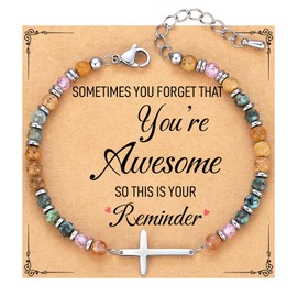 Womens Bracelets, Cross Bracelet, Inspirational Christian Jewelry, Best Friend Friendship Gifts for Women, Unique Gifts for Women Birthday Stocking Stuffers Teens Adults Easter
