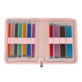 55Pcs Aluminium Oxide Double Pointed Needles, User Friendly Bright Colors Easy to Distinguish Straight Knitting Needle Set Storage Bag Included for Sweater Hat