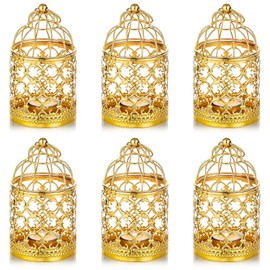 Nuptio - 6 piezas pequeñas de metal para colgar en jaula de pájaros, centros de mesa decorativos clásico para bodas, fiestas, color dorado