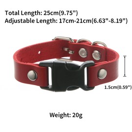 FM FM42 Red PU Simulated Leather Adjustable Bracelet with Black Plastic Buckle, Pack of 2 PCs