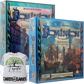 Dominion Card Game Renaissance & Seaside Expansions Bundle with Fapeto Travel Drawstring Bag +14