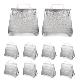 Healvian 10 x Aluminium Foil Plastic Insulated Bags for Restaurants Large Foldable Thermal Bags Portable Insulated Bags Food Insulated Bag Lunch Bag Aluminium Foil