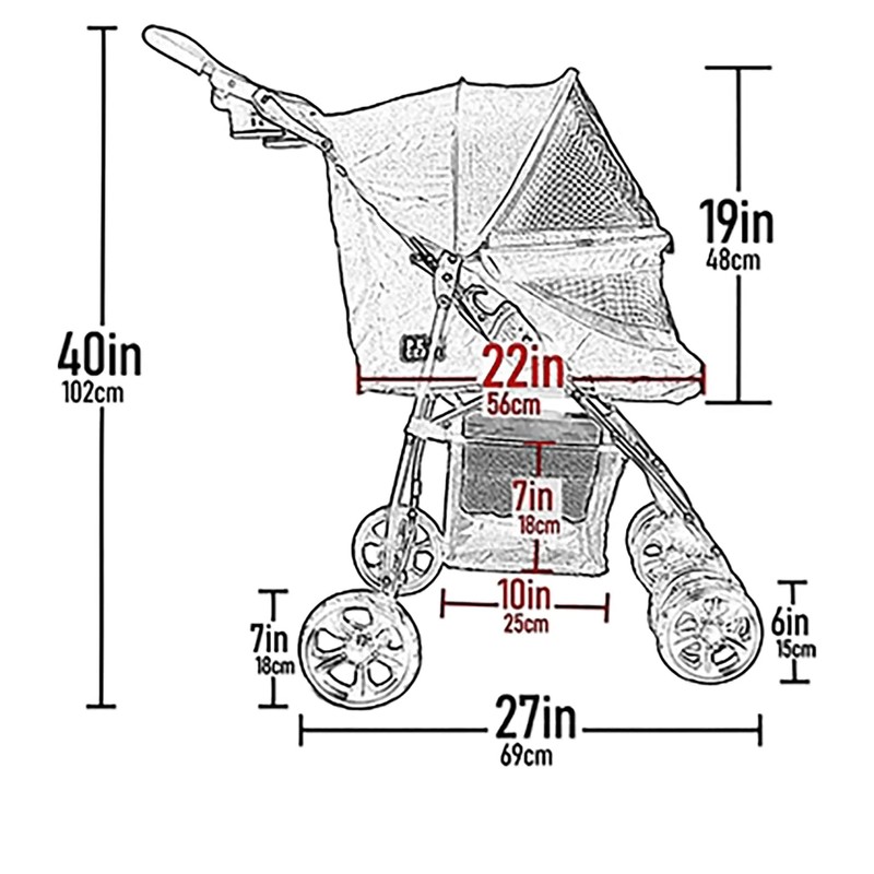 Pet Gear No-Zip Happy Trails Lite Pet Stroller for Cats/Dogs,