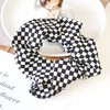 Checkered Plaid Hair Scrunchies Black White Checkerboard BW17 (Black White