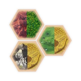 Tabletop Monthly Split Resource Multi Hex Replacement Pieces compatible with Catan's Settlers of Catan, Seafarers and Catan Expansions