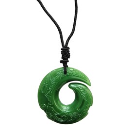 Green jade dragon pendant men women carved necklace