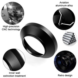 55mm Wide Angle Lens Hood,Fotover Universal Metal Lens Hood with Centre Pinch Lens Cap for Canon Nikon Sony Pentax Olympus Fuji Camera +Microfiber Cleaning Cloth