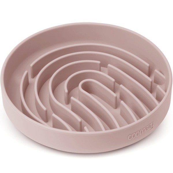 Coomazy Silicone Slow Feeder Dog Bowl(3.8 Cup), Pet Slow Food Bowls for Small Medium Large Breed, Slow Down Pet Eating Speed for Prevent Choking Promote Digestion, Pink