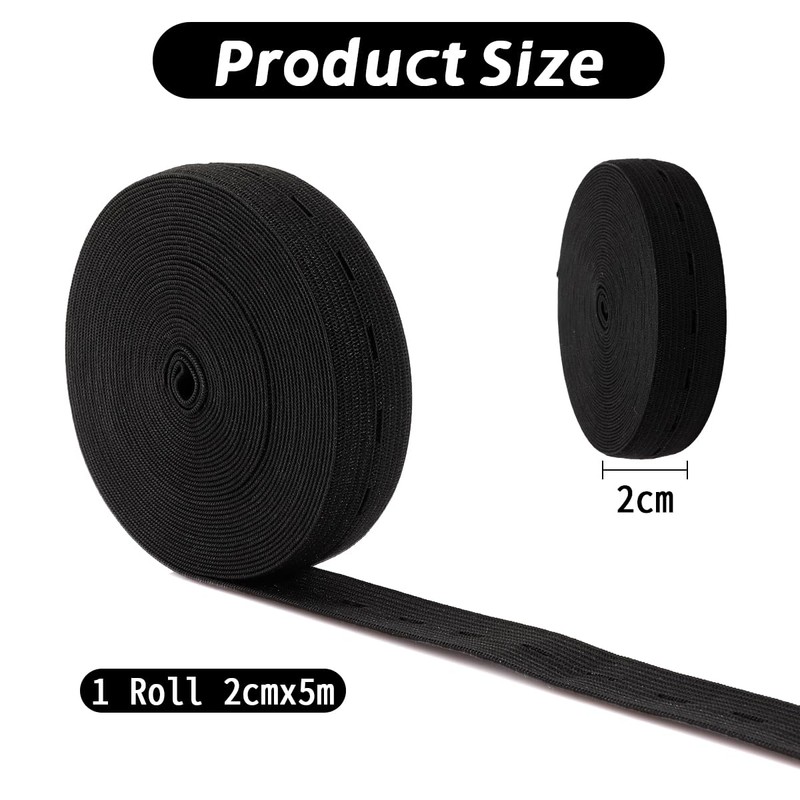 Elastic for Sewing,Black Elastic for Sewing,2cmx5m 1 Roll,Elastic Bands for