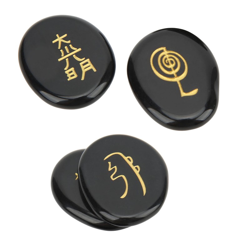 4Pcs Reiki Symbols Stones Smoother Surfaces Engraved Reiki Stones for