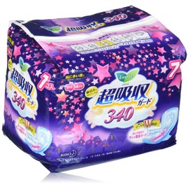LAURIER Kao Speed Plus Super Guard Night Sanitary Napkin with Wings, 7 Count