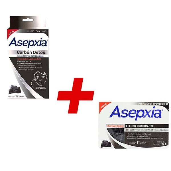 ASEPXIA CARBON DETOX 100g x 1 bars & 12 Patches of acne fighting treatment{1 ea}
