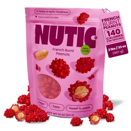 Nutic's French Burnt Peanuts Candy - 2 Lb - Crunchy, Sweet Candied Coating with Roasted Peanut Center - Festive Red Holiday Snacks in Bulk for Christmas and New Year Gifts - Deliciously Crunchy Nuts
