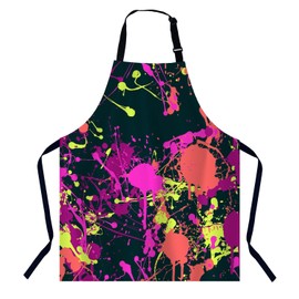 BGBDEIA Splatter Paint Pattern Apron Adjustable Neck Bib Apron for Men Women,Suitable for Kitchen Cooking Waitress Chef Apron