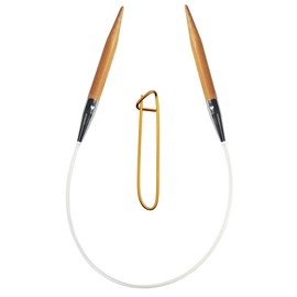 ChiaoGoo Knitting Needles Circular 12 inch (30cm) Bamboo Dark Patina Size US 3 (3.25mm) Bundle with 1 Sturdy Stitch Holder 2012-3