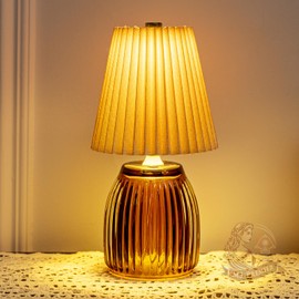 MJ Kabellose Lampen mit Timer Akku betriebene geflitzte Lampe Schatten für Heimdekor Notfallbatteriebetriebene kleine Lampen für Wohnzimmer Schlafzimmer Heimdekor Beige