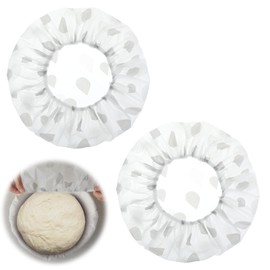 Nogeqi 2 Stück Abdeckhauben Für Lebensmittel, Gärfolie Brot Gärkorb Zum Abdecken, Haube Gärkörbchen Reusable Bowl Covers Abdeckhaube Brotteig Für Schüsseln Wiederverwendbare 25x25 cm (Grau)