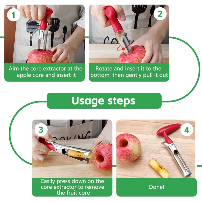 GVSS Apple Corer with Black Handle, Apple Core, Stainless Steel