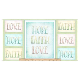 Quilting Treasures QT Quilt Fabrics Sweet Thoughts Faith Hope Love 24" Panel Multi, Multi