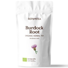 Organic Burdock Root Tea 200g (Makes 100 Cups) | Natural Cleanse & Detox for Healthy Skin Support | Pure Loose Leaf Herbal Infusion, Caffeine-Free | REPLANTEA