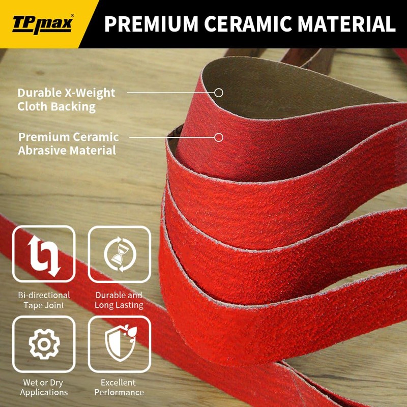 1x42 Inch Ceramic Sanding Belts (40/60/80/120 Grits) – High-Performance Sander