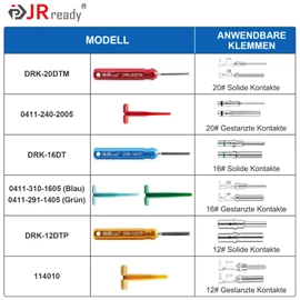 JRready ST5231-08 German Pin Removal Tool Kit for 12# 16# 20# Solid & Stamped Contacts 10-22 AWG Release Tool Car Connector for German DT, DTM, DTP, HD Series Connectors, 12 Pieces