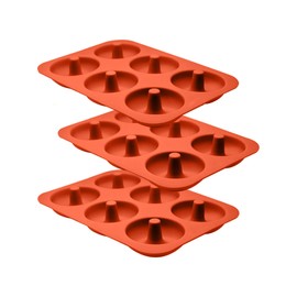 ABAM Premium Silicone 3.5 inch Donut Pan 3-Pack of Non-Stick Food Grade Silicone baking mold with 18 donut molds of Bagel Making Tray perfect for Microwave, Freezer & Dishwasher safe.