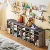 DINZI LVJ Shoe Storage Bench with Cushion, 16-Cubby Shoe Rack,
