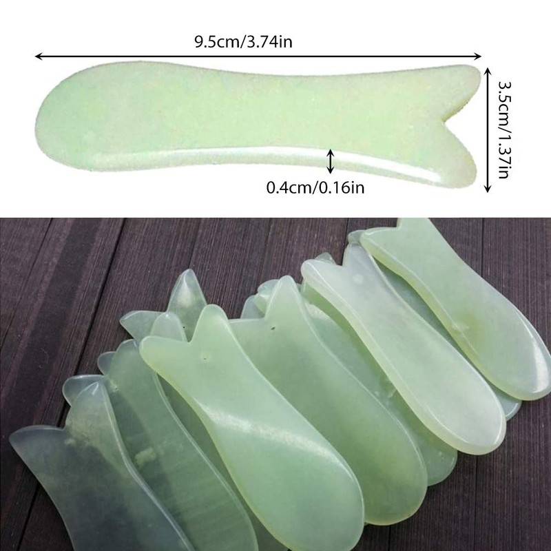 Natural Jade Guasha board Hand Fish Shaped Guasha Scapper/2 Pcs