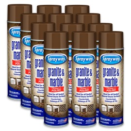 Sprayway Granite & Marble Cleaner Aerosol Spray 19oz, Pack of 12 | Foaming Action, Removes Grease, Oil, Fingerprints | Ideal for Sealed Natural Stone Surfaces, Countertops, Tabletops, Tile