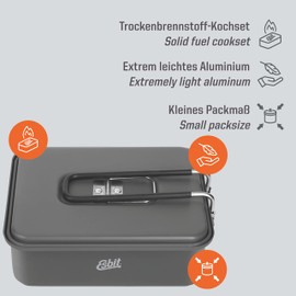 Esbit ESCS1100HA Outdoor Cooking Set, 33.4 fl oz (1,100 ml), Mesh Bag Included, Gray