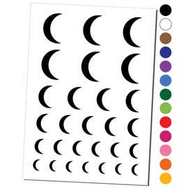 Moon Partial Temporary Tattoo Water Resistant Fake Body Art Set Collection - Black (One Sheet)