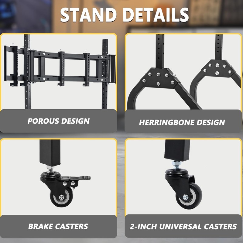 Marada Sim Racing Triple Monitor Stand with Wheels for 27-32
