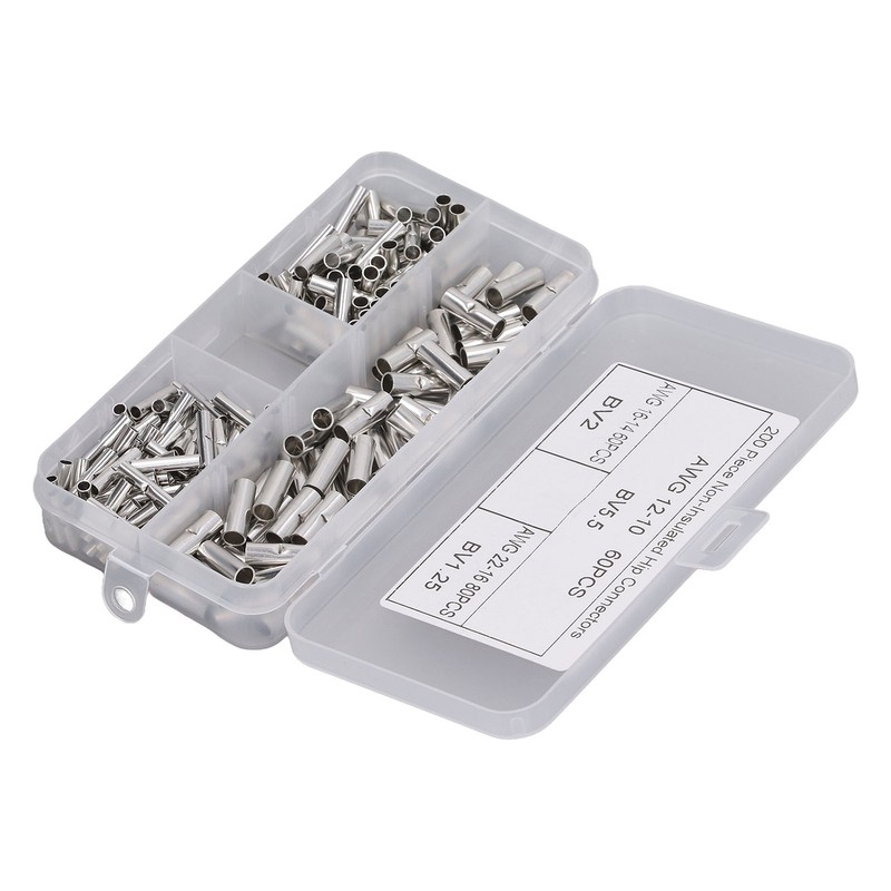 200Pcs Wire Ferrule Copper Male Female Crimp Terminal Connector for