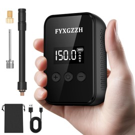 FYXGZZH Mini Electric Bike Pump - Fast Inflate Bike Tire Pump with Gauge, 150PSI Air Pump with Presta and Schrader Valve for Road Bike, Mountain Bike, E-Bike, Motorcycle (Black)
