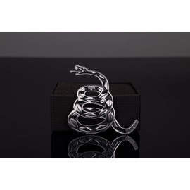 Dont Tread on Me Metal Car Sticker, Gadsden Flag Auto Emblem, 3D Snake Decal for Automotive, Truck, Motorcycle (Silver)