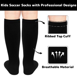 Olreco Kids Soccer Socks 4-6 Years Toddler Soccer Socks Kids 4-6 Toddler Baseball Sock Youth Boys Black Baseball Sock Kid 4-6