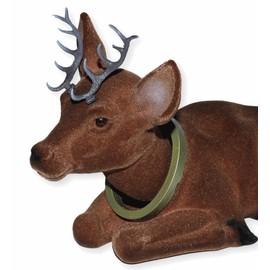 RAKSO Bobble Figurine Deer Large Nodding Toy Lying Down Height 18 cm with Bobble Head Decorative Figure Made of Plastic