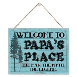 Welcome To Papa's Place Sign, Papa's Workshop Decor, Novelty Gift for Papa, Rustic Wooden Hanging Plaque Sign, Woodworking Lover Gift, Father's Day Gift for Papa Grandpa, Papa Birthday Gift