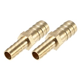 X AUTOHAUX 2 Pcs 14mm -10mm Straight Shaped Barb Brass Hose Fitting Connector